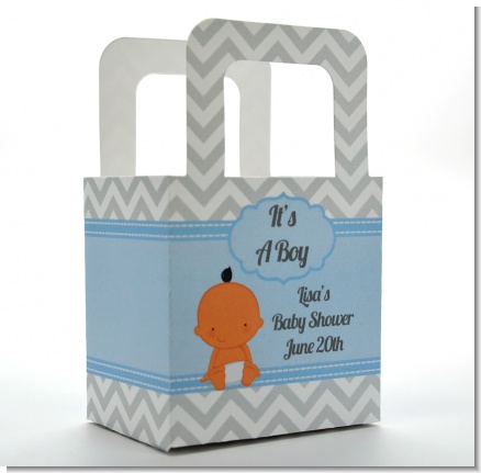 It's A Boy Chevron Hispanic - Personalized Baby Shower Favor Boxes