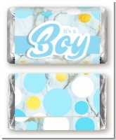 It's A Boy Polka Dots - Personalized Baby Shower Mini Candy Bar Wrappers