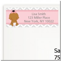 It's A Girl Chevron African American - Baby Shower Return Address Labels