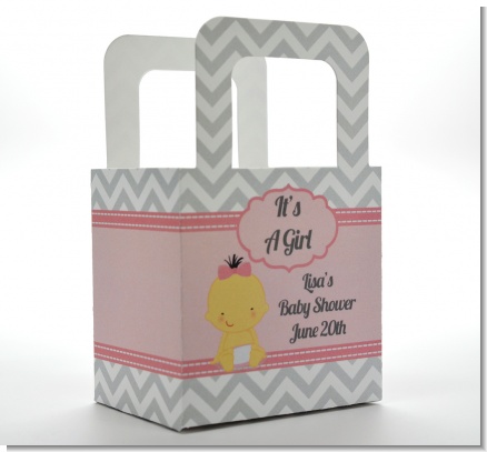 It's A Girl Chevron Asian - Personalized Baby Shower Favor Boxes