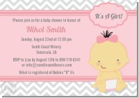 It's A Girl Chevron Asian - Baby Shower Invitations