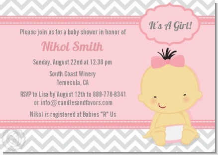 It's A Girl Chevron Asian - Baby Shower Invitations
