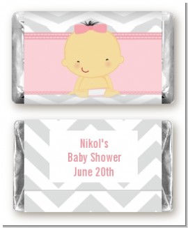 It's A Girl Chevron Asian - Personalized Baby Shower Mini Candy Bar Wrappers