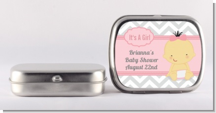 It's A Girl Chevron Asian - Personalized Baby Shower Mint Tins