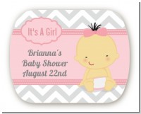 It's A Girl Chevron Asian - Personalized Baby Shower Rounded Corner Stickers