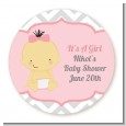 It's A Girl Chevron Asian - Round Personalized Baby Shower Sticker Labels thumbnail