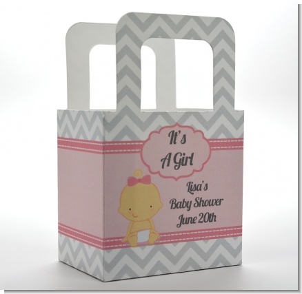 It's A Girl Chevron - Personalized Baby Shower Favor Boxes
