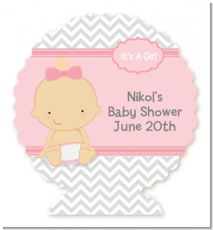 It's A Girl Chevron - Personalized Baby Shower Centerpiece Stand
