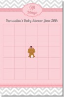 It's A Girl Chevron African American - Baby Shower Gift Bingo Game Card
