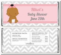 It's A Girl Chevron African American - Personalized Baby Shower Candy Bar Wrappers