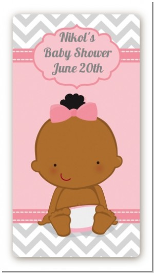 It's A Girl Chevron African American - Custom Rectangle Baby Shower Sticker/Labels