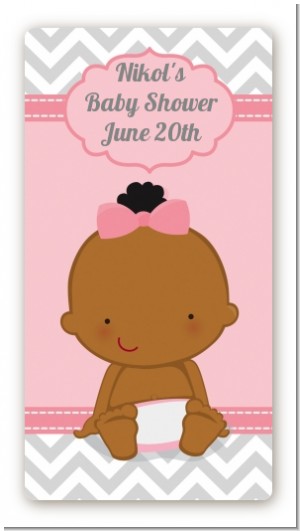 It's A Girl Chevron African American - Custom Rectangle Baby Shower Sticker/Labels