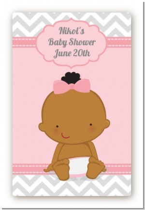It's A Girl Chevron African American - Custom Large Rectangle Baby Shower Sticker/Labels