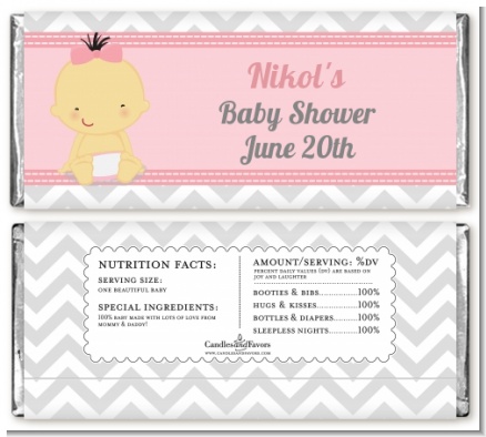 It's A Girl Chevron Asian - Personalized Baby Shower Candy Bar Wrappers