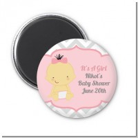 It's A Girl Chevron Asian - Personalized Baby Shower Magnet Favors