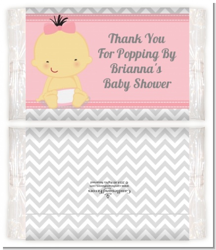 It's A Girl Chevron Asian - Personalized Popcorn Wrapper Baby Shower Favors