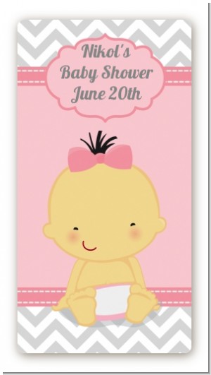 It's A Girl Chevron Asian - Custom Rectangle Baby Shower Sticker/Labels