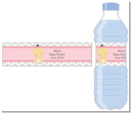 It's A Girl Chevron Asian - Personalized Baby Shower Water Bottle Labels