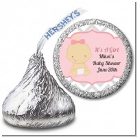 It's A Girl Chevron - Hershey Kiss Baby Shower Sticker Labels