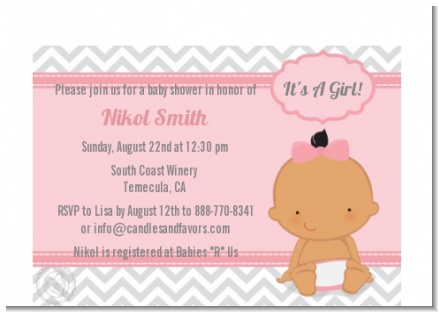 It's A Girl Chevron Hispanic - Baby Shower Petite Invitations