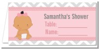 It's A Girl Chevron Hispanic - Personalized Baby Shower Place Cards
