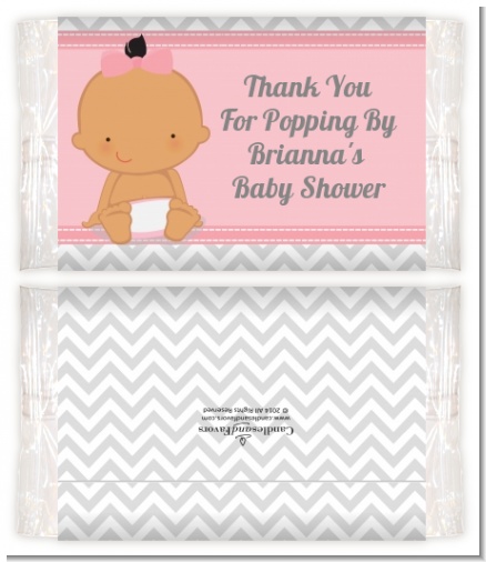 It's A Girl Chevron Hispanic - Personalized Popcorn Wrapper Baby Shower Favors