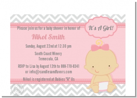 It's A Girl Chevron - Baby Shower Petite Invitations