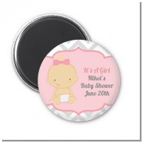 It's A Girl Chevron - Personalized Baby Shower Magnet Favors