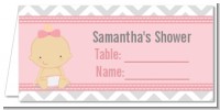 It's A Girl Chevron - Personalized Baby Shower Place Cards