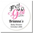 It's A Girl - Round Personalized Baby Shower Sticker Labels thumbnail