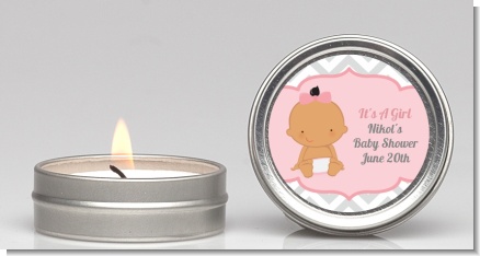 It's A Girl Chevron Hispanic - Baby Shower Candle Favors