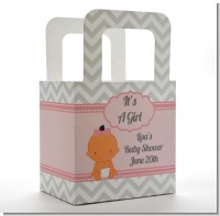 It's A Girl Chevron Hispanic - Personalized Baby Shower Favor Boxes