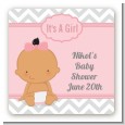 It's A Girl Chevron Hispanic - Square Personalized Baby Shower Sticker Labels thumbnail
