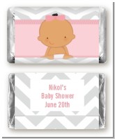 It's A Girl Chevron Hispanic - Personalized Baby Shower Mini Candy Bar Wrappers