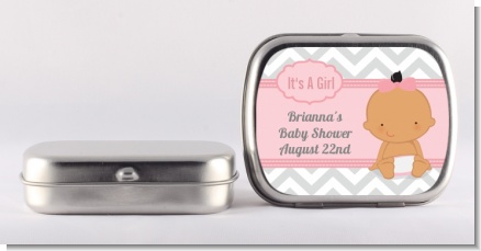 It's A Girl Chevron Hispanic - Personalized Baby Shower Mint Tins