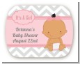 It's A Girl Chevron Hispanic - Personalized Baby Shower Rounded Corner Stickers thumbnail