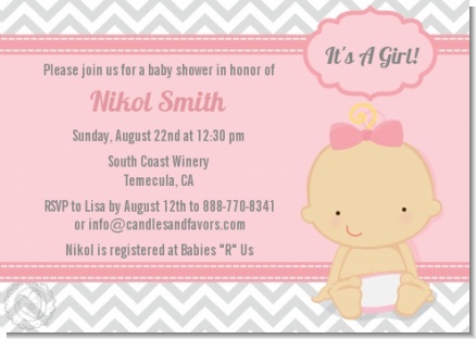 It's A Girl Chevron - Baby Shower Invitations