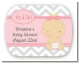 It's A Girl Chevron - Personalized Baby Shower Rounded Corner Stickers thumbnail