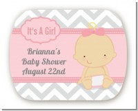 It's A Girl Chevron - Personalized Baby Shower Rounded Corner Stickers