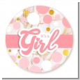 It's A Girl Pink Gold - Round Personalized Baby Shower Sticker Labels thumbnail