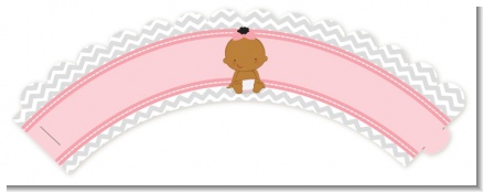It's A Girl Chevron African American - Baby Shower Cupcake Wrappers