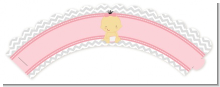 It's A Girl Chevron Asian - Baby Shower Cupcake Wrappers