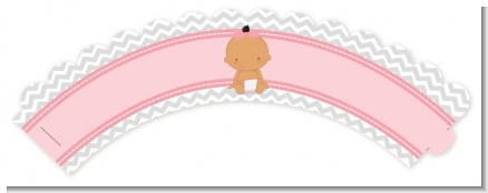 It's A Girl Chevron Hispanic - Baby Shower Cupcake Wrappers