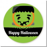 Jack O Lantern Frankenstein - Round Personalized Halloween Sticker Labels