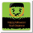 Jack O Lantern Frankenstein - Square Personalized Halloween Sticker Labels thumbnail