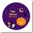 Jack O Lantern - Round Personalized Halloween Sticker Labels thumbnail