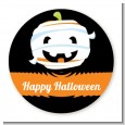 Jack O Lantern Mummy - Round Personalized Halloween Sticker Labels thumbnail