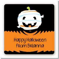 Jack O Lantern Mummy - Square Personalized Halloween Sticker Labels