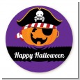 Jack O Lantern Pirate - Round Personalized Halloween Sticker Labels thumbnail