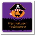 Jack O Lantern Pirate - Square Personalized Halloween Sticker Labels thumbnail